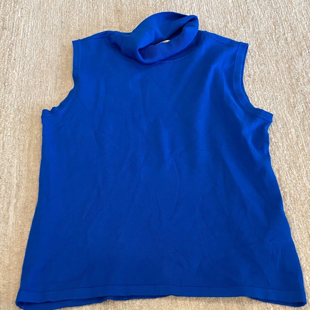 Large Esqualo Sleveless Turtleneck Sweater Cobalt Blue